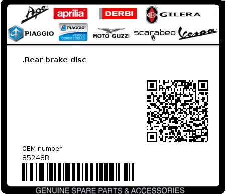 Product image: Aprilia - 85248R - .Rear brake disc  0