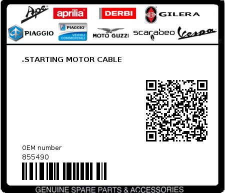 Product image: Aprilia - 855490 - .STARTING MOTOR CABLE  0
