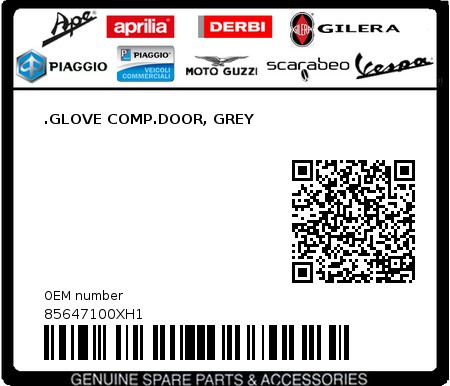 Product image: Aprilia - 85647100XH1 - .GLOVE COMP.DOOR, GREY  0