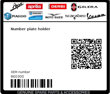 Product image: Aprilia - 860300 - Number plate holder  0