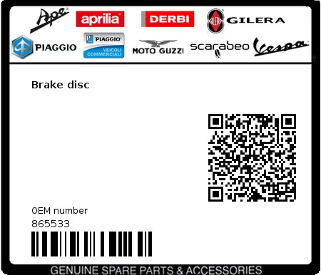 Product image: Aprilia - 865533 - Brake disc  0
