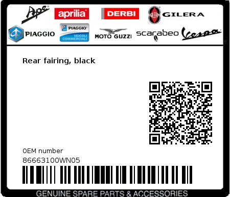 Product image: Aprilia - 86663100WN05 - Rear fairing, black  0