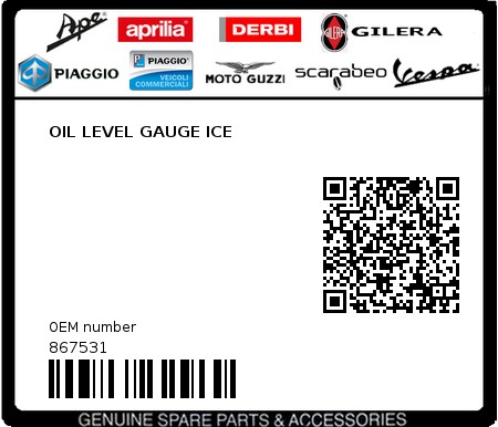 Product image: Aprilia - 867531 - OIL LEVEL GAUGE ICE  0