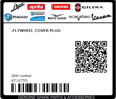 Product image: Aprilia - 8716755 - .FLYWHEEL COVER PLUG  0
