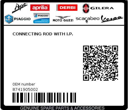 Product image: Aprilia - 8741905002 - CONNECTING ROD WITH I.P.  0
