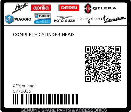 Product image: Aprilia - 8778015 - COMPLETE CYLINDER HEAD  0