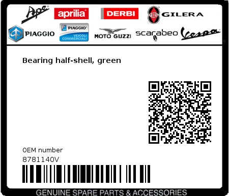 Product image: Aprilia - 8781140V - Bearing half-shell, green  0