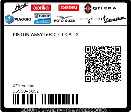 Product image: Aprilia - 9696045002 - PISTON ASSY 50CC 4T CAT 2  0