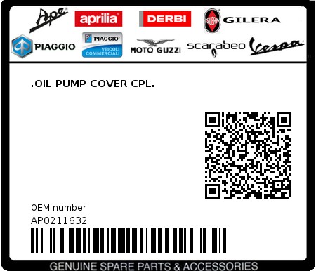 Product image: Aprilia - AP0211632 - .OIL PUMP COVER CPL.  0