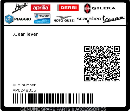 Product image: Aprilia - AP0248315 - .Gear lever  0