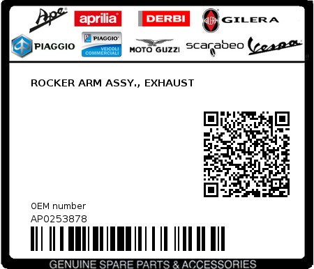 Product image: Aprilia - AP0253878 - ROCKER ARM ASSY., EXHAUST  0
