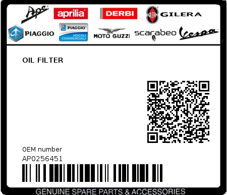 Product image: Aprilia - AP0256451 - OIL FILTER  0