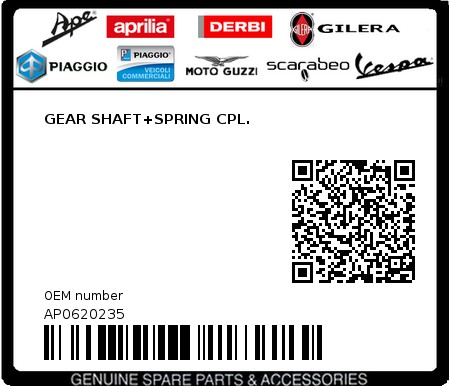 Product image: Aprilia - AP0620235 - GEAR SHAFT+SPRING CPL.  0