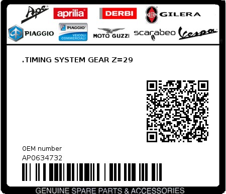 Product image: Aprilia - AP0634732 - .TIMING SYSTEM GEAR Z=29  0