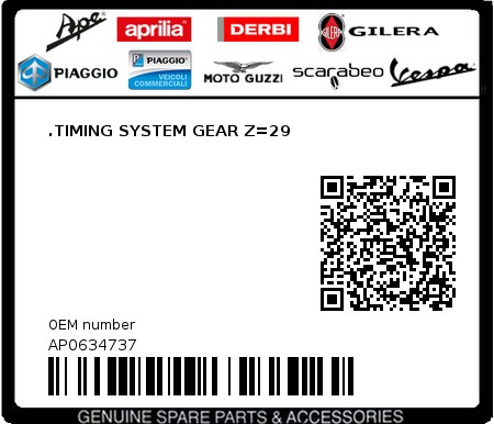 Product image: Aprilia - AP0634737 - .TIMING SYSTEM GEAR Z=29  0