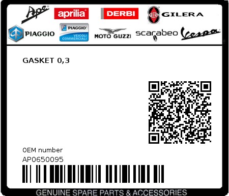 Product image: Aprilia - AP0650095 - GASKET 0,3  0