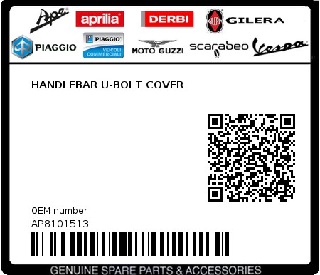 Product image: Aprilia - AP8101513 - HANDLEBAR U-BOLT COVER  0