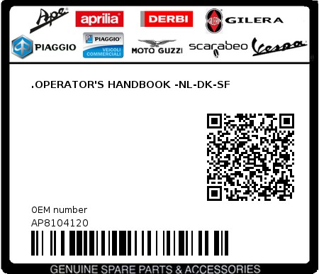 Product image: Aprilia - AP8104120 - .OPERATOR'S HANDBOOK -NL-DK-SF  0