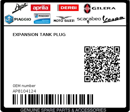 Product image: Aprilia - AP8104124 - EXPANSION TANK PLUG  0