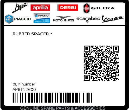 Product image: Aprilia - AP8112600 - RUBBER SPACER *  0