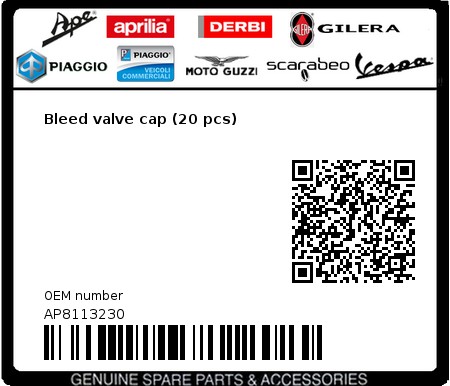 Product image: Aprilia - AP8113230 - Bleed valve cap (20 pcs)  0
