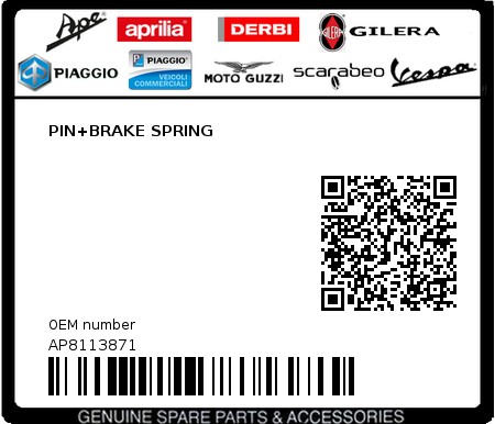 Product image: Aprilia - AP8113871 - PIN+BRAKE SPRING  0