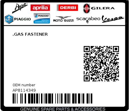 Product image: Aprilia - AP8114349 - .GAS FASTENER  0