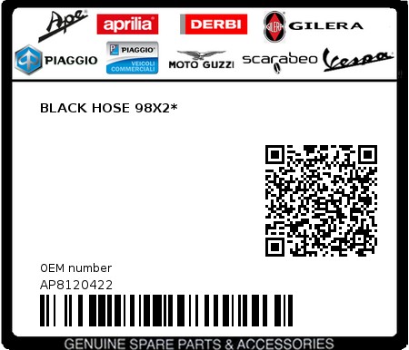 Product image: Aprilia - AP8120422 - BLACK HOSE 98X2*  0