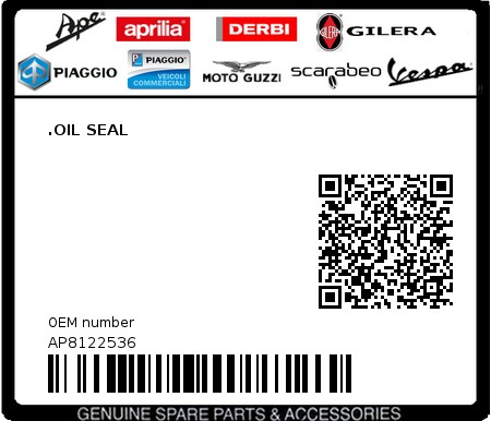 Product image: Aprilia - AP8122536 - .OIL SEAL  0