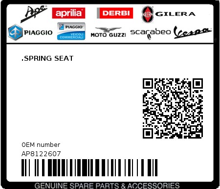 Product image: Aprilia - AP8122607 - .SPRING SEAT  0