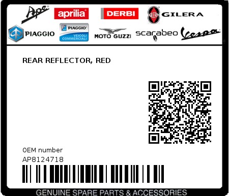 Product image: Aprilia - AP8124718 - REAR REFLECTOR, RED  0
