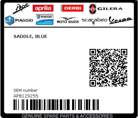 Product image: Aprilia - AP8129255 - SADDLE, BLUE  0