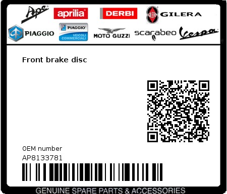 Product image: Aprilia - AP8133781 - Front brake disc  0