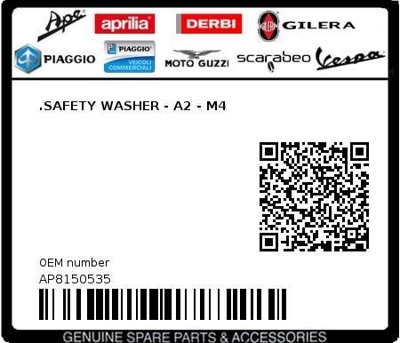 Product image: Aprilia - AP8150535 - .SAFETY WASHER - A2 - M4  0
