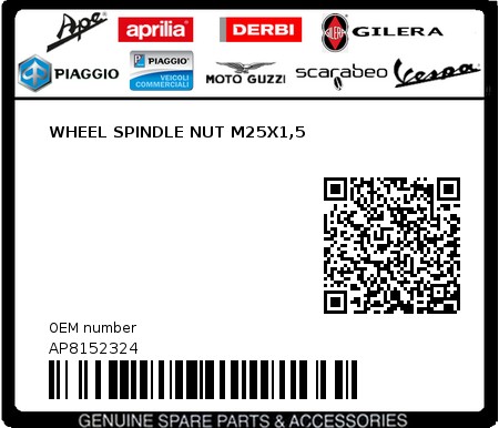 Product image: Aprilia - AP8152324 - WHEEL SPINDLE NUT M25X1,5  0