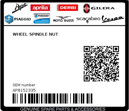 Product image: Aprilia - AP8152335 - WHEEL SPINDLE NUT  0