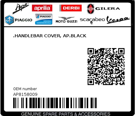 Product image: Aprilia - AP8158009 - .HANDLEBAR COVER, AP.BLACK  0