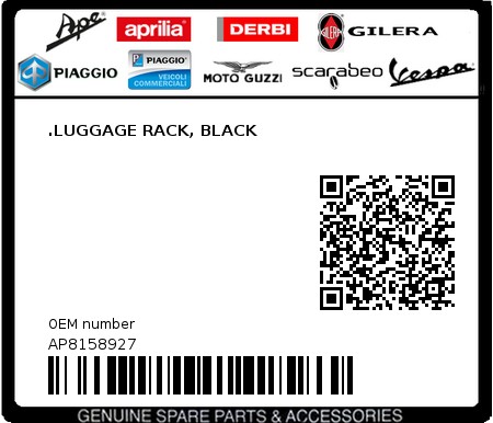 Product image: Aprilia - AP8158927 - .LUGGAGE RACK, BLACK  0