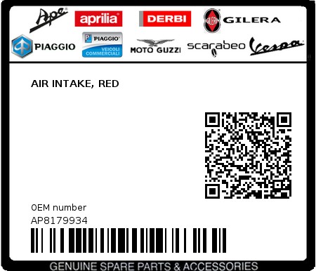 Product image: Aprilia - AP8179934 - AIR INTAKE, RED  0