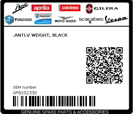 Product image: Aprilia - AP8202330 - .ANTI.V WEIGHT, BLACK  0