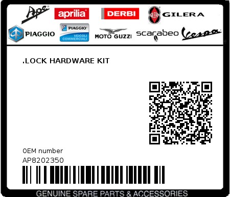 Product image: Aprilia - AP8202350 - .LOCK HARDWARE KIT  0
