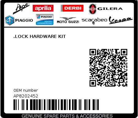 Product image: Aprilia - AP8202452 - .LOCK HARDWARE KIT  0