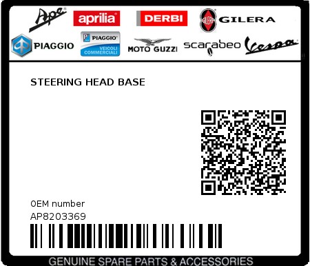 Product image: Aprilia - AP8203369 - STEERING HEAD BASE  0