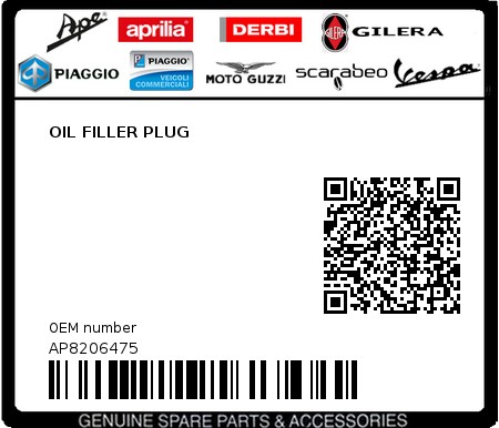 Product image: Aprilia - AP8206475 - OIL FILLER PLUG  0