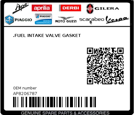 Product image: Aprilia - AP8206787 - .FUEL INTAKE VALVE GASKET  0