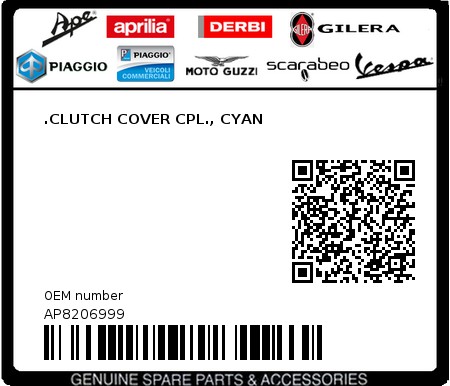 Product image: Aprilia - AP8206999 - .CLUTCH COVER CPL., CYAN  0