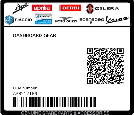 Product image: Aprilia - AP8212189 - DASHBOARD GEAR  0