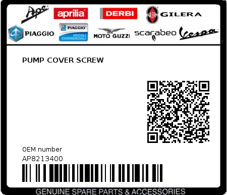Product image: Aprilia - AP8213400 - PUMP COVER SCREW  0
