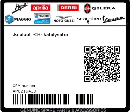 Product image: Aprilia - AP8219410 - .knalpot -CH- katalysator  0