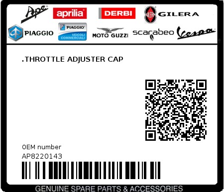 Product image: Aprilia - AP8220143 - .THROTTLE ADJUSTER CAP  0